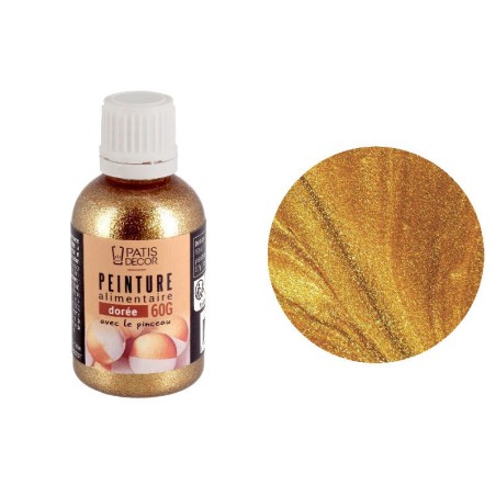 Peinture alimentaire dorée Cerf Dellier – Décoration pâtisserie, gâteaux, chocolats et cupcakes raffinés