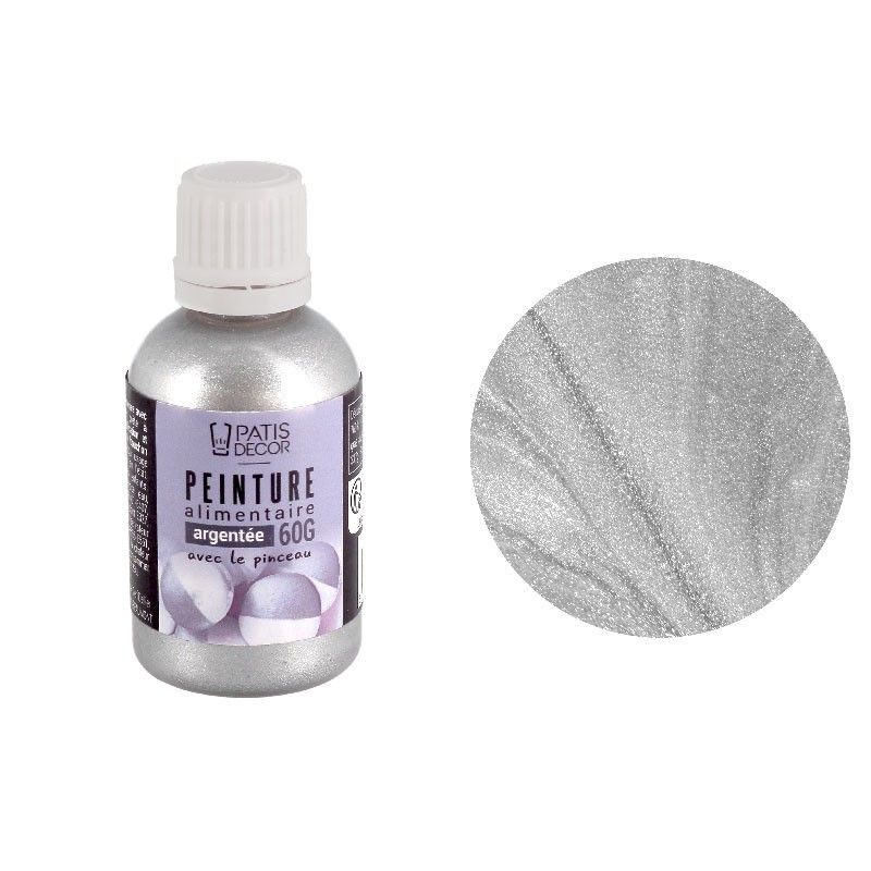 Peinture alimentaire argentée Cerf Dellier – Décoration pâtisserie, chocolats et gâteaux raffinés