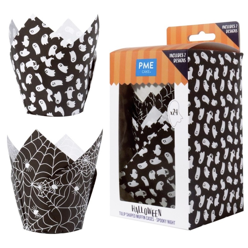 Caissettes tulipe Halloween PME – Moules à muffins en papier Spooky Night pour pâtisseries d’Halloween