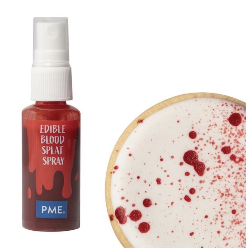 Spray faux sang comestible PME – effet éclaboussures pour gâteaux, cupcakes et biscuits d’Halloween