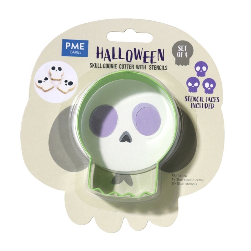 Emporte-pièce tête de mort avec 4 pochoirs PME – Biscuits et sablés Halloween