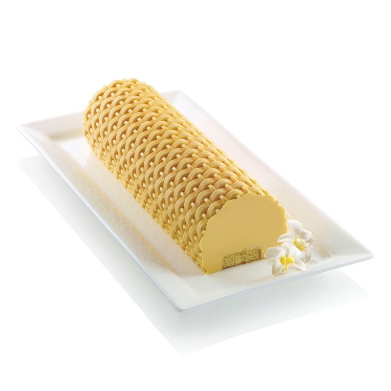 Tapis silicone effet tressé pour bûche de Noël et entremets design