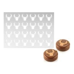 Pochoir silicone motif renne pour décorations de Noël en chocolat