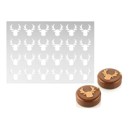Pochoir silicone motif renne pour décorations de Noël en chocolat