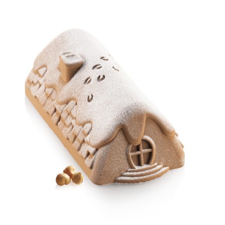 Moule silicone professionnel maison enneigée pour bûches et entremets de Noël