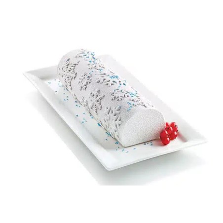 Moule silicone professionnel avec tapis flocons pour bûches et entremets de Noël