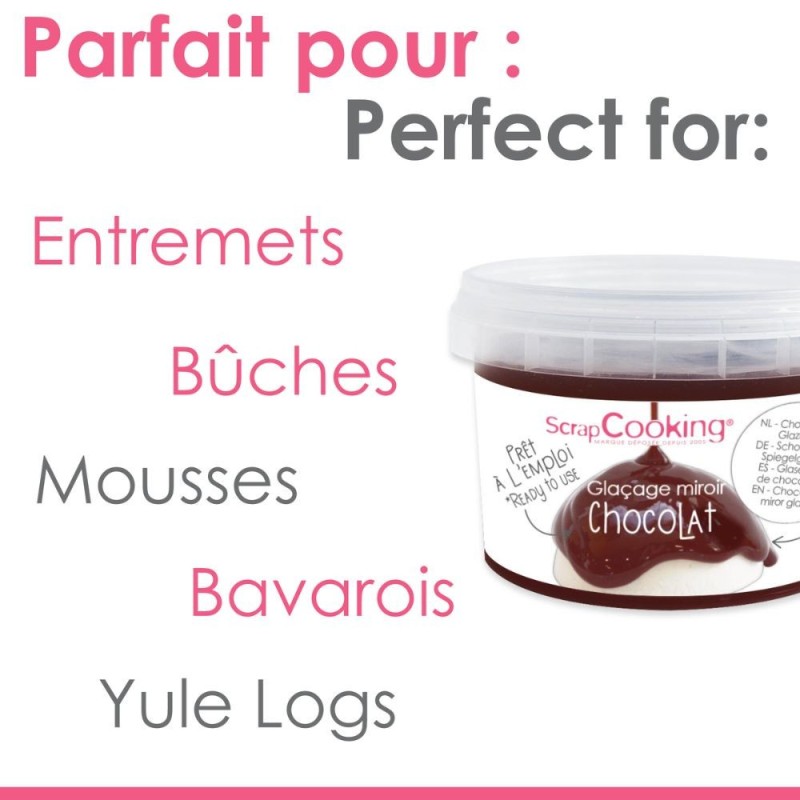 Glaçage miroir chocolat prêt à l'emploi 300 g | Pâtiss & Vous