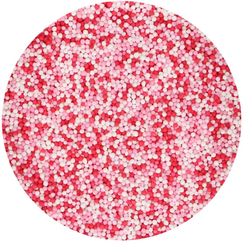 Nonpareils roses, rouges et blancs Lots of Love FunCakes pour décoration gâteau, cupcakes et pâtisserie créative