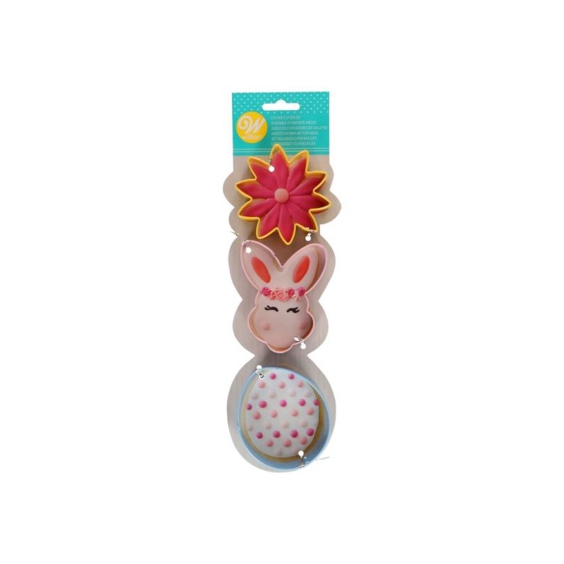 Découpoirs biscuits lapin, œuf, fleur et carotte pour sablés décorés pâtisserie
