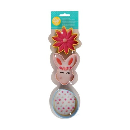 Découpoirs biscuits lapin, œuf, fleur et carotte pour sablés décorés pâtisserie