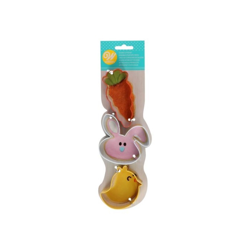 Découpoirs biscuits lapin, œuf, fleur et carotte pour sablés décorés pâtisserie