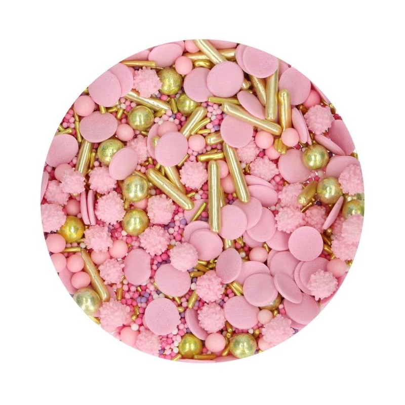 décorations sucre roses et dorées pour gâteau et cupcakes