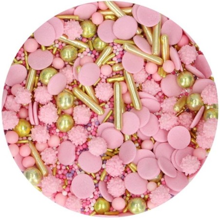 décorations sucre roses et dorées pour gâteau et cupcakes