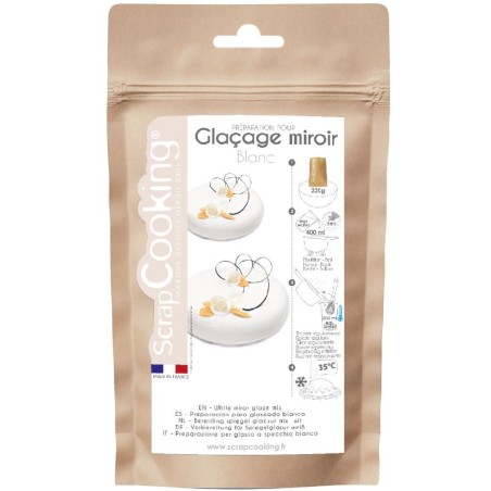 Préparation pour glaçage miroir blanc ScrapCooking idéale pour réussir facilement des entremets brillants et élégants.
