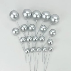 Toppers Boules argent Shera – Décoration de Gâteau Tendance pour Cake Design, Layer Cake et Anniversaire