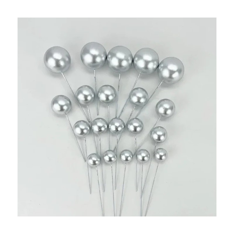 Toppers Boules argent Shera – Décoration de Gâteau Tendance pour Cake Design, Layer Cake et Anniversaire