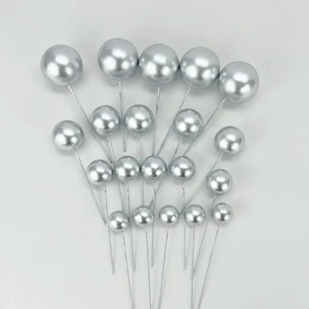 Toppers Boules argent Shera – Décoration de Gâteau Tendance pour Cake Design, Layer Cake et Anniversaire