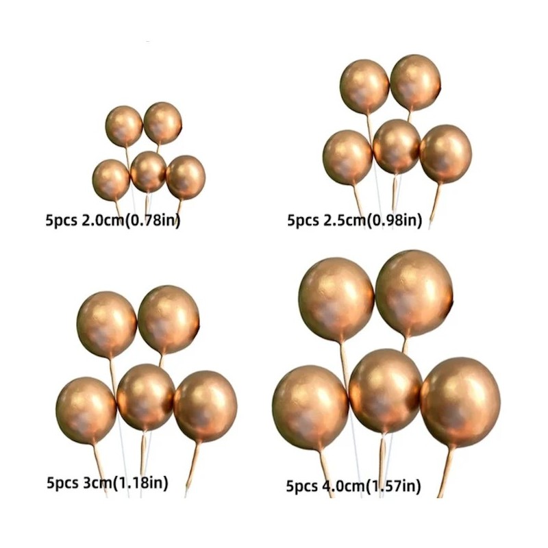 Toppers Boules dorées Shera – Décoration de Gâteau Tendance pour Cake Design, Layer Cake et Anniversaire