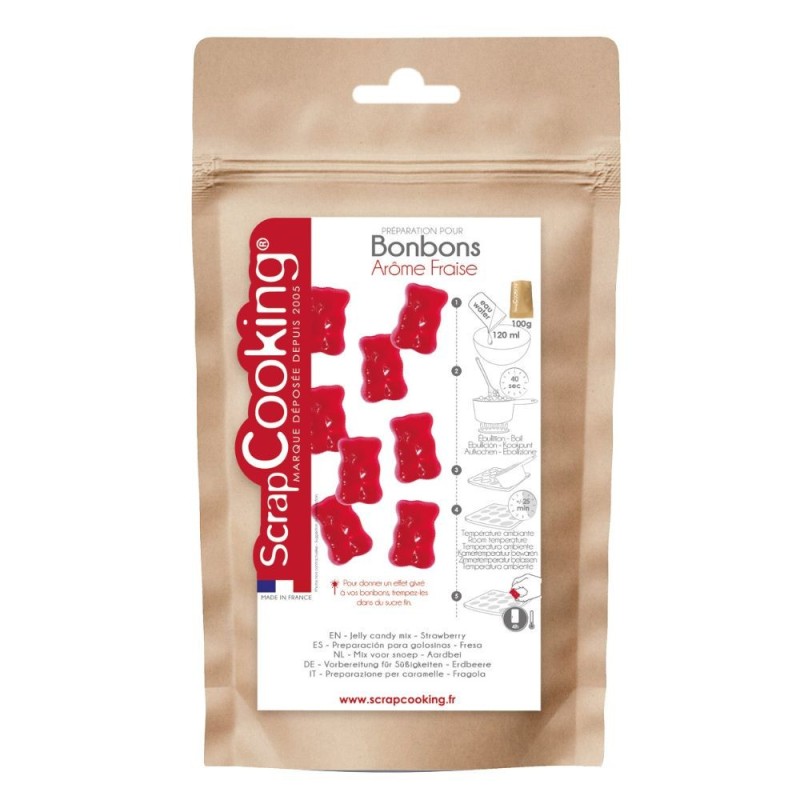 Préparation pour bonbons oursons fraise ScrapCooking – Bonbons gélifiés maison goût fraise