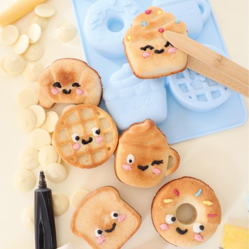 Moule silicone Gâteaux Kawaii ScrapCooking – 6 formes pour gâteaux individuels originaux