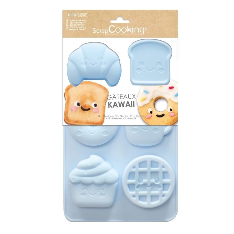 Moule silicone Gâteaux Kawaii ScrapCooking – 6 formes pour gâteaux individuels originaux