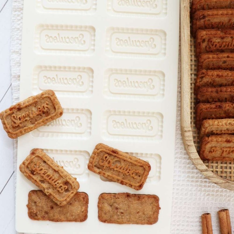 Moule silicone Spéculoos ScrapCooking – Moule 12 biscuits spéculoos maison