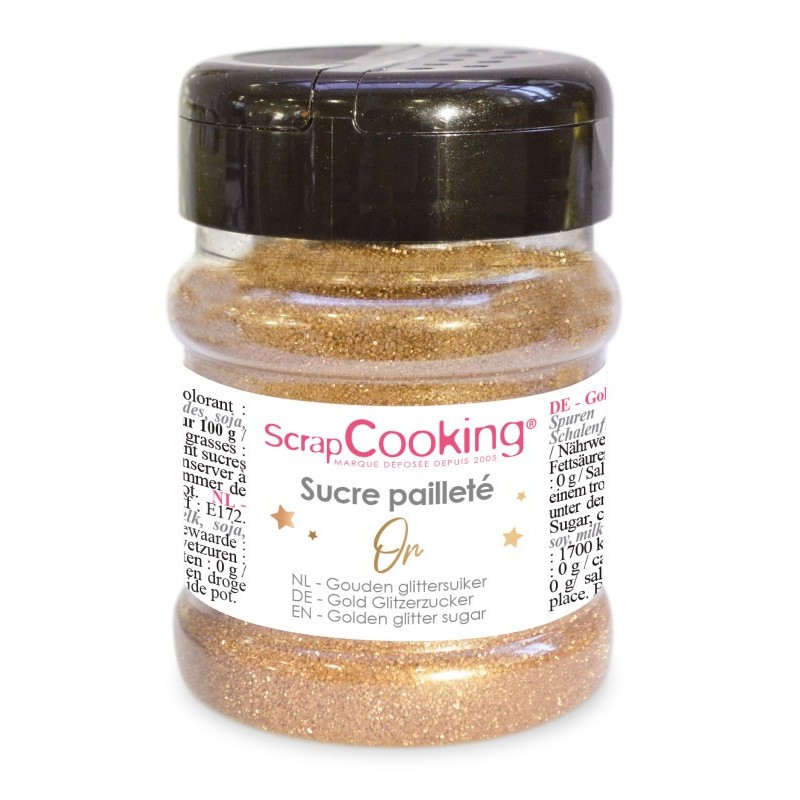 Sucre Pailleté Or ScrapCooking – Sucre Décoratif Doré pour Gâteaux, Cupcakes et Pâtisserie