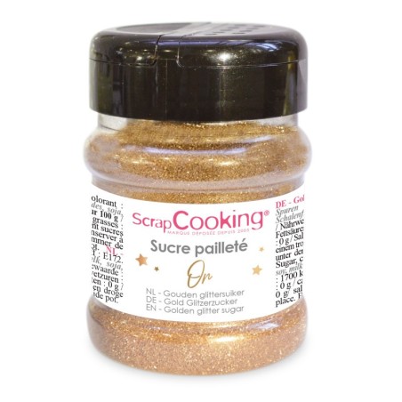 Sucre Pailleté Or ScrapCooking – Sucre Décoratif Doré pour Gâteaux, Cupcakes et Pâtisserie