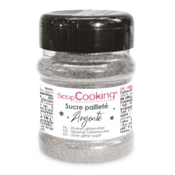 Sucre Pailleté argent ScrapCooking – Sucre Décoratif argenté pour Gâteaux, Cupcakes et Pâtisserie