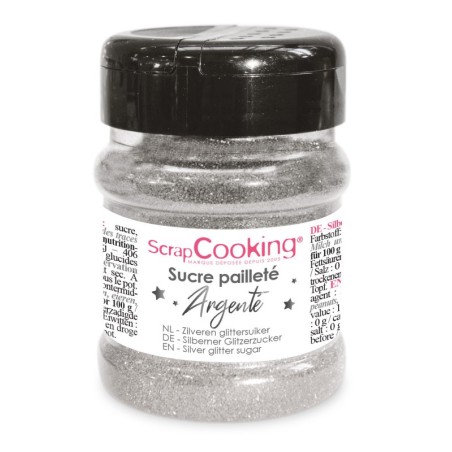 Sucre Pailleté argent ScrapCooking – Sucre Décoratif argenté pour Gâteaux, Cupcakes et Pâtisserie