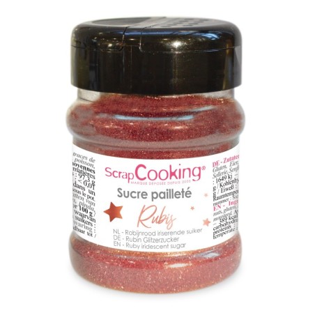 Sucre Pailleté ruby ScrapCooking – Sucre Décoratif ruby pour Gâteaux, Cupcakes et Pâtisserie