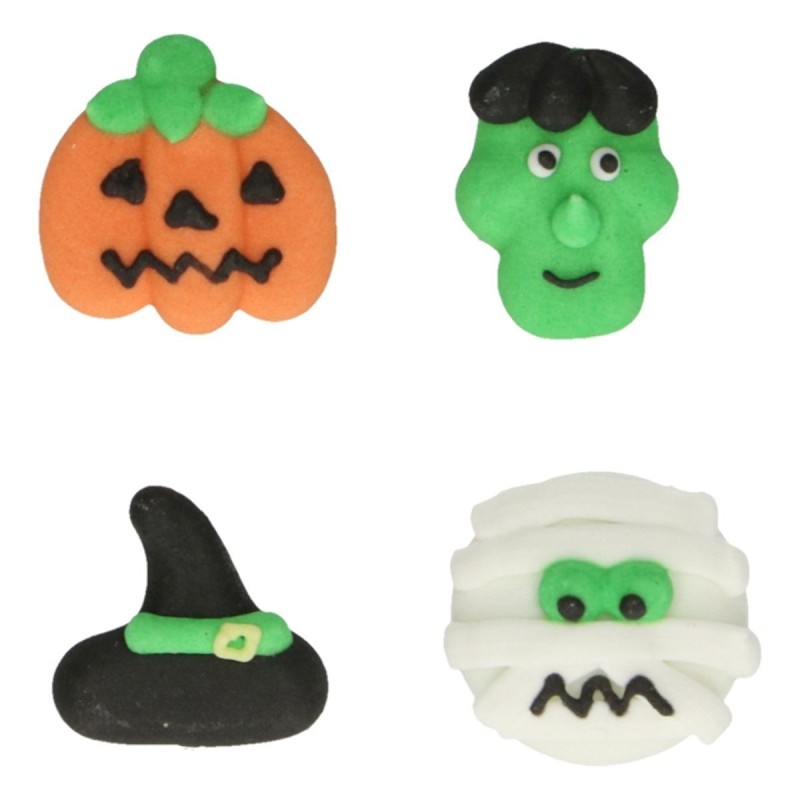 Décorations en sucre Halloween FunCakes – Citrouille, momie, monstre et chapeau de sorcière pour gâteaux et cupcakes
