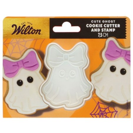 Emporte-pièce Fantôme Halloween avec tampon Wilton 7,5 cm – Découpe biscuits et sablés