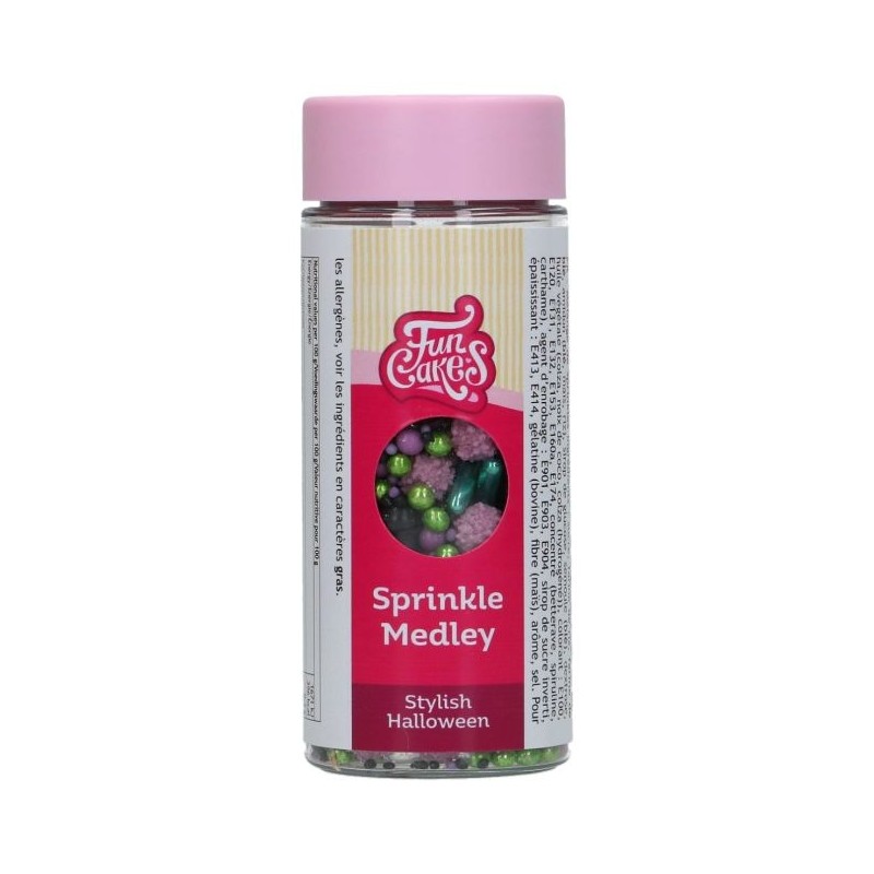 Sprinkle Medley Stylish Halloween FunCakes 65 g – Décorations en sucre violet, vert et noir pour gâteaux et cupcakes