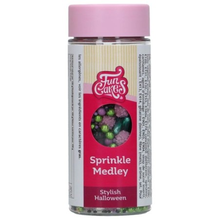 Sprinkle Medley Stylish Halloween FunCakes 65 g – Décorations en sucre violet, vert et noir pour gâteaux et cupcakes