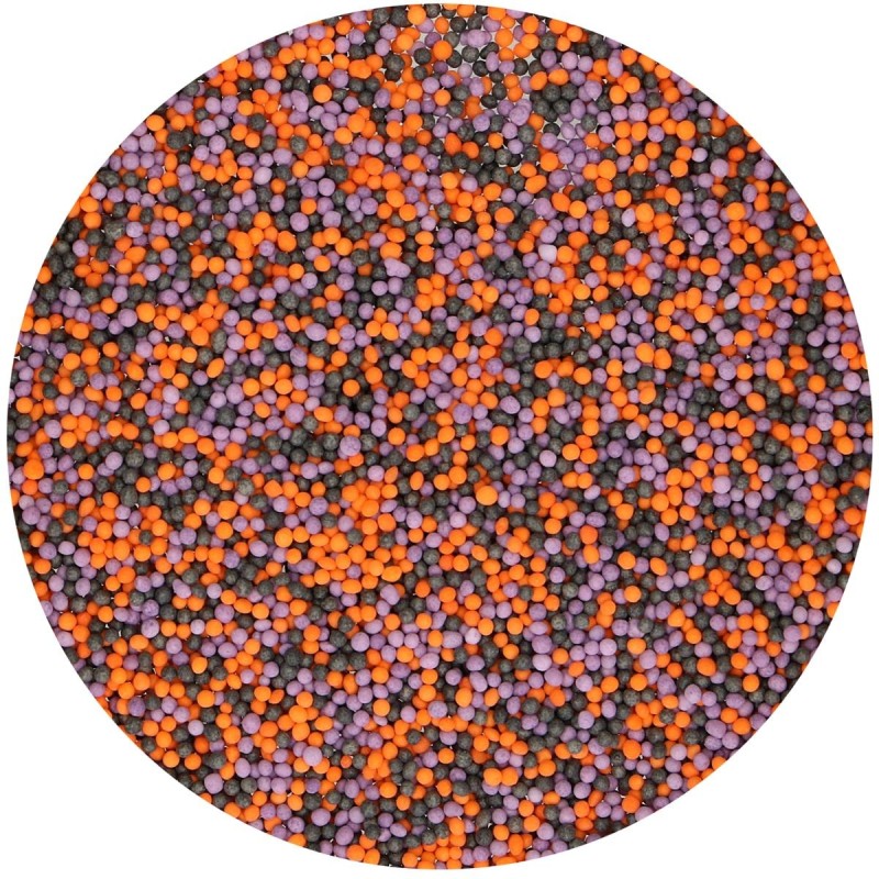 Nonpareils Halloween FunCakes 80 g – Mini perles en sucre orange, violet et noir pour gâteaux et cupcakes