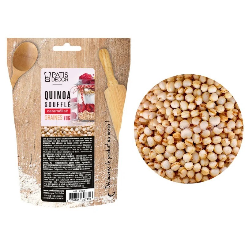 Quinoa soufflé caramélisé Patisdécor 70 g – Topping croustillant pour pâtisserie, chocolat et desserts 2.