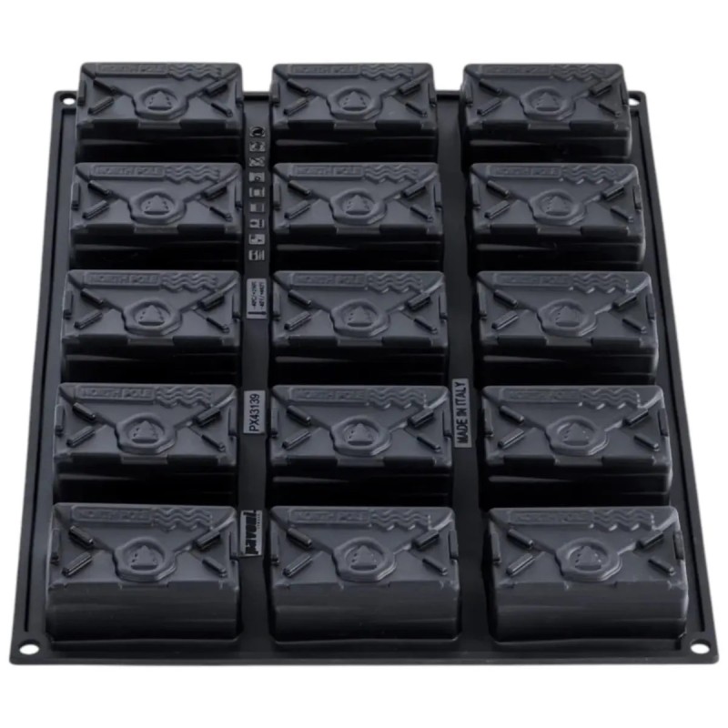 Moule North Pole Pavoni – Moule silicone 15 entremets individuels en forme de lettres au Père Noël