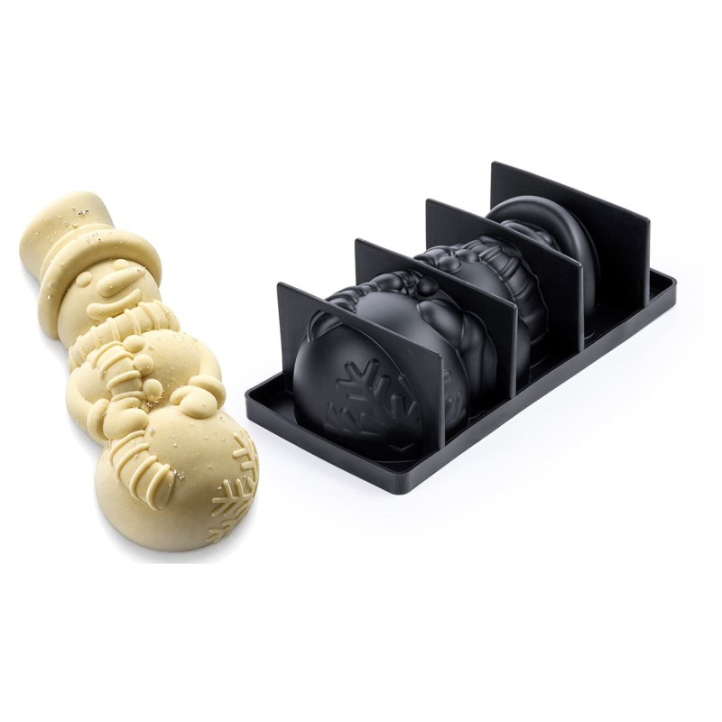 Moule à bûche Frosty Pavoni – Moule silicone professionnel bonhomme de neige pour entremets de Noël